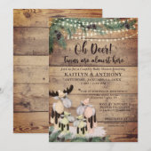 Cute Rustic Winter Deer Couple Baby shower Twins Kaart (Voorkant / Achterkant)