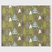 Cute Rustic Winter Trees Kerstmis Cadeaupapier (Vlak)