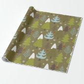 Cute Rustic Winter Trees Kerstmis Cadeaupapier (Uitgerold)
