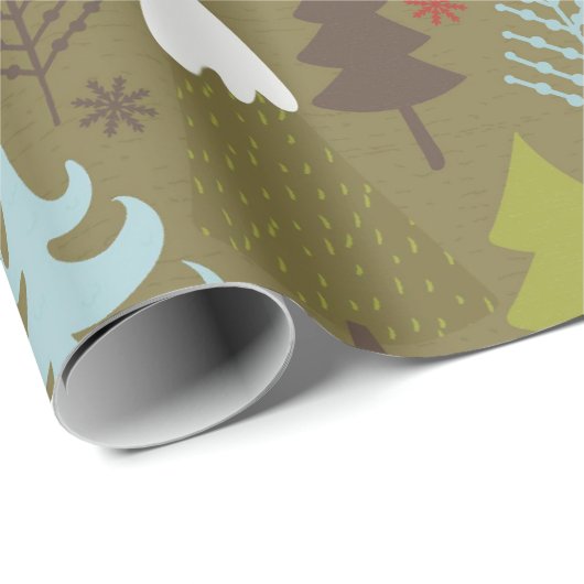 Cute Rustic Winter Trees Kerstmis Cadeaupapier (Rol Hoek)