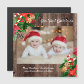 Cute Rustic Wood Baby's eerste kerstfoto (Voorkant / Achterkant)
