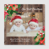 Cute Rustic Wood Baby's eerste kerstfoto (Voorkant)
