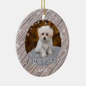 Cute Rustic Wood Dog Puppy 1 kerstfoto Keramisch Ornament (Rechts)