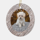 Cute Rustic Wood Dog Puppy 1 kerstfoto Keramisch Ornament (Links)