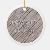 Cute Rustic Wood Dog Puppy 1 kerstfoto Keramisch Ornament (Achterkant)