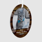 Cute Rustic Wood Snowflake Cat Dog Pet Kerstmis Ornament (voorkant)