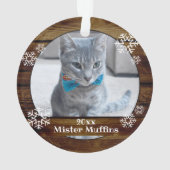 Cute Rustic Wood Snowflake Cat Dog Pet Kerstmis Ornament (achterkant)