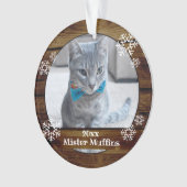 Cute Rustic Wood Snowflake Cat Dog Pet Kerstmis Ornament (voorkant)