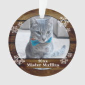 Cute Rustic Wood Snowflake Cat Dog Pet Kerstmis Ornament (voorkant)