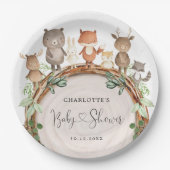 Cute Rustic Woodland Animals Forest Baby shower Papieren Bordje (Voorkant)