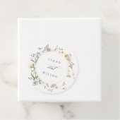 Cute Rustic Yellow Meadow Floral Wreath Wedding Bedankjes Labels (In situ)
