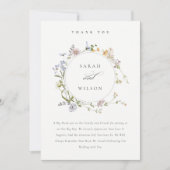 Cute Rustic Yellow Meadow Floral Wreath Wedding Bedankkaart (Voorkant)