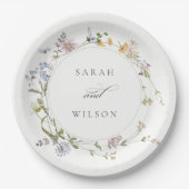 Cute Rustic Yellow Meadow Floral Wreath Wedding Papieren Bordje (Voorkant)