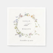 Cute Rustic Yellow Meadow Floral Wreath Wedding Servet (Voorkant)