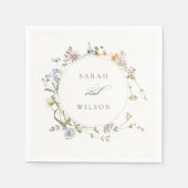 Cute Rustic Yellow Meadow Floral Wreath Wedding Servet (Voorkant)