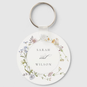 Cute Rustic Yellow Meadow Floral Wreath Wedding Sleutelhanger