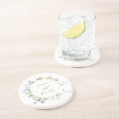 Cute Rustic Yellow Meadow Floral Wreath Wedding Zandsteen Onderzetter (Zijkant)