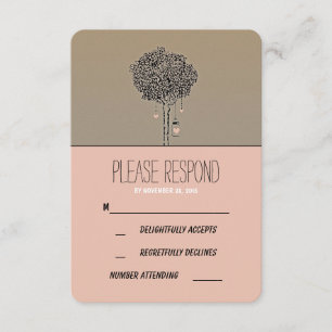 Cute rustige boom en Mason-trouwerij RSVP-kaart RSVP Kaartje