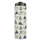 Cute RV Camper Tent en Campfire Pattern Thermosbeker (Voorkant)