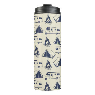 Cute RV Camper Tent en Campfire Pattern Thermosbeker