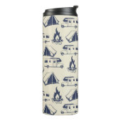Cute RV Camper Tent en Campfire Pattern Thermosbeker (Gedraaid links)