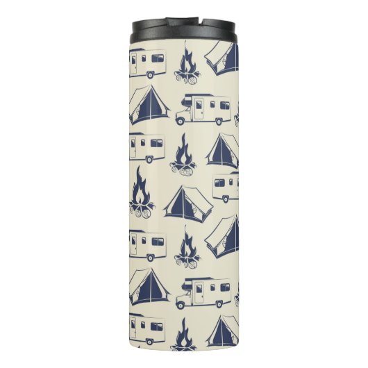 Cute RV Camper Tent en Campfire Pattern Thermosbeker (Achterkant)