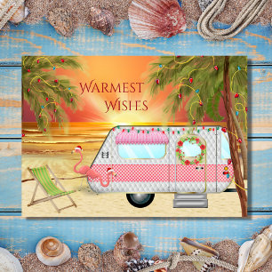 Cute RV Camper Warmest Wish Beach kerst Feestdagen Kaart