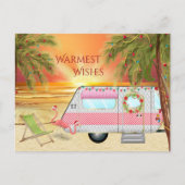 Cute RV Camper Warmest Wish Beach kerst Feestdagenkaart (Voorkant)