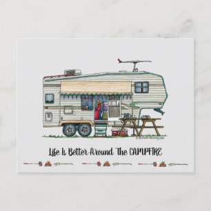 Cute RV  Fifth Wheel Camper Travel Trailer Briefkaart