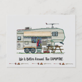 Cute RV Fifth Wheel Camper Travel Trailer Briefkaart