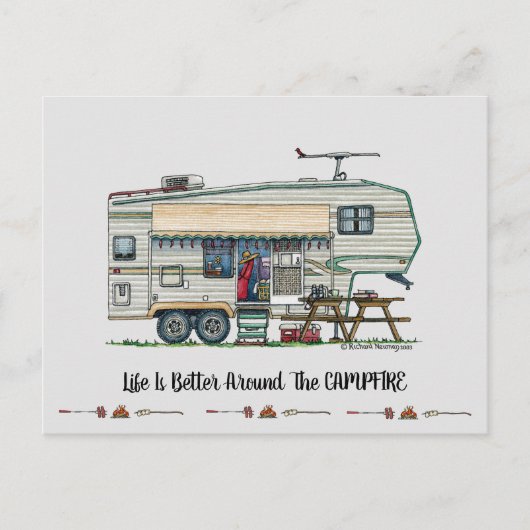 Cute RV  Fifth Wheel Camper Travel Trailer Briefkaart (Voorkant)