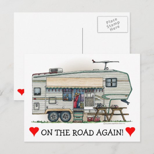 Cute RV  Fifth Wheel Camper Travel Trailer Briefkaart (Voorkant / Achterkant)