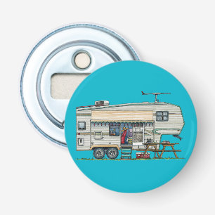 Cute RV  Fifth Wheel Camper Travel Trailer Button Flesopener