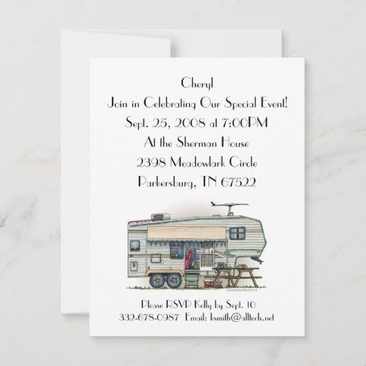 Cute RV  Fifth Wheel Camper Travel Trailer Kaart (Achterkant)