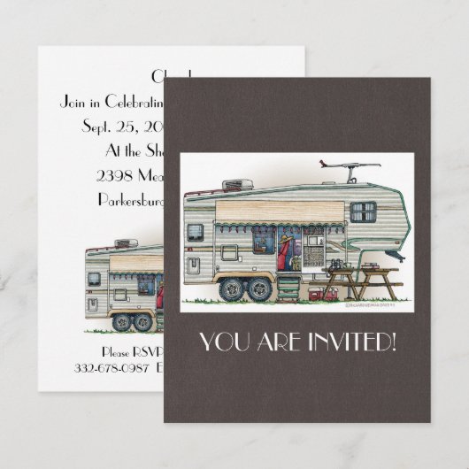 Cute RV  Fifth Wheel Camper Travel Trailer Kaart (Voorkant / Achterkant)