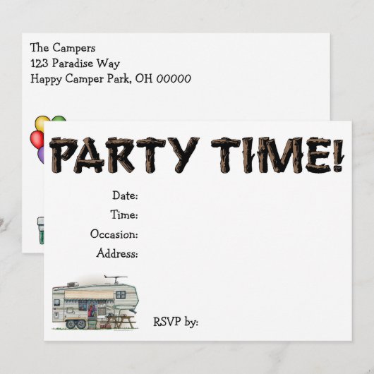 Cute RV Fifth Wheel Camper Travel Trailer Kaart (Voorkant / Achterkant)