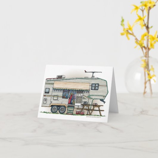 Cute RV  Fifth Wheel Camper Travel Trailer Kaart (Gele Bloem)