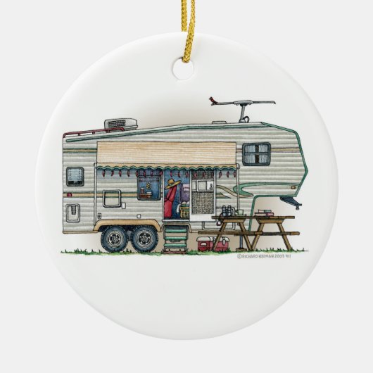 Cute RV Fifth Wheel Camper Travel Trailer Keramisch Ornament (Voorkant)