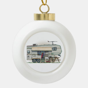 Cute RV Fifth Wheel Camper Travel Trailer Keramische Bal Ornament