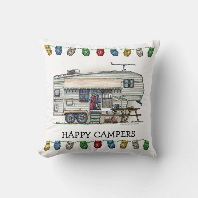 Cute RV  Fifth Wheel Camper Travel Trailer Kussen (Voorkant)