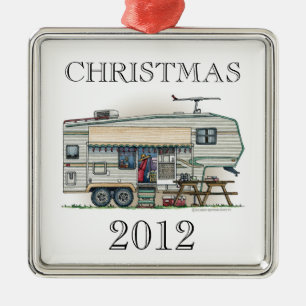 Cute RV Fifth Wheel Camper Travel Trailer Metalen Ornament