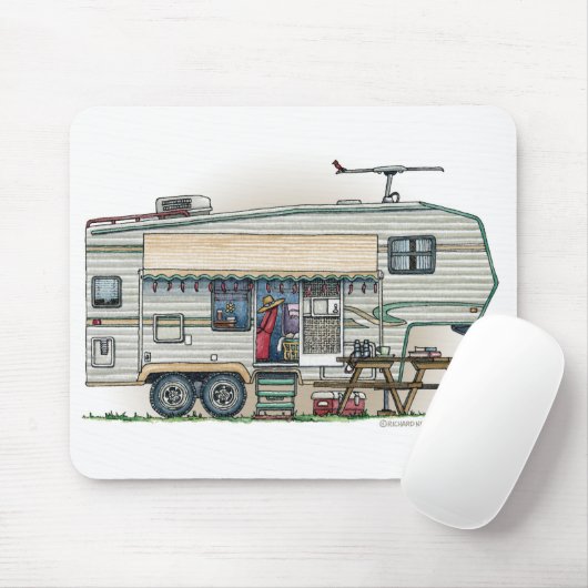 Cute RV  Fifth Wheel Camper Travel Trailer Muismat (Met muis)