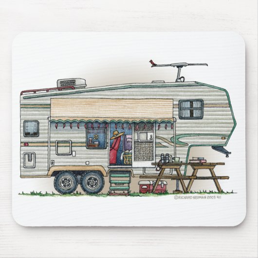 Cute RV  Fifth Wheel Camper Travel Trailer Muismat (Voorkant)