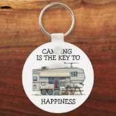 Cute RV  Fifth Wheel Camper Travel Trailer Sleutelhanger (Voorkant)
