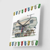 Cute RV  Fifth Wheel Camper Travel Trailer Vierkante Klok (Hoek)