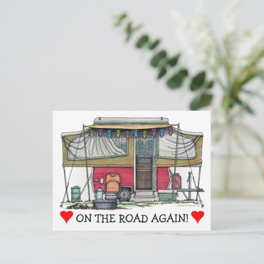 Cute RV  Popup Camper Travel Trailer Briefkaart (Staand voorkant)