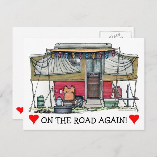 Cute RV  Popup Camper Travel Trailer Briefkaart (Voorkant / Achterkant)