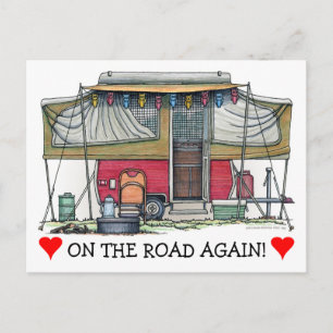 Cute RV  Popup Camper Travel Trailer Briefkaart