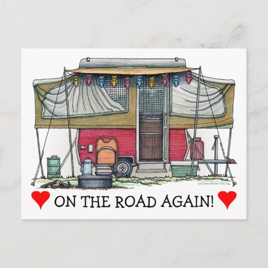Cute RV  Popup Camper Travel Trailer Briefkaart (Voorkant)