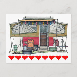 Cute RV  Popup Camper Travel Trailer Briefkaart